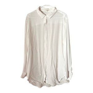 Tousyea Classic White Button Down Shirt Women’s XL Lightweight Viscose Cover Up